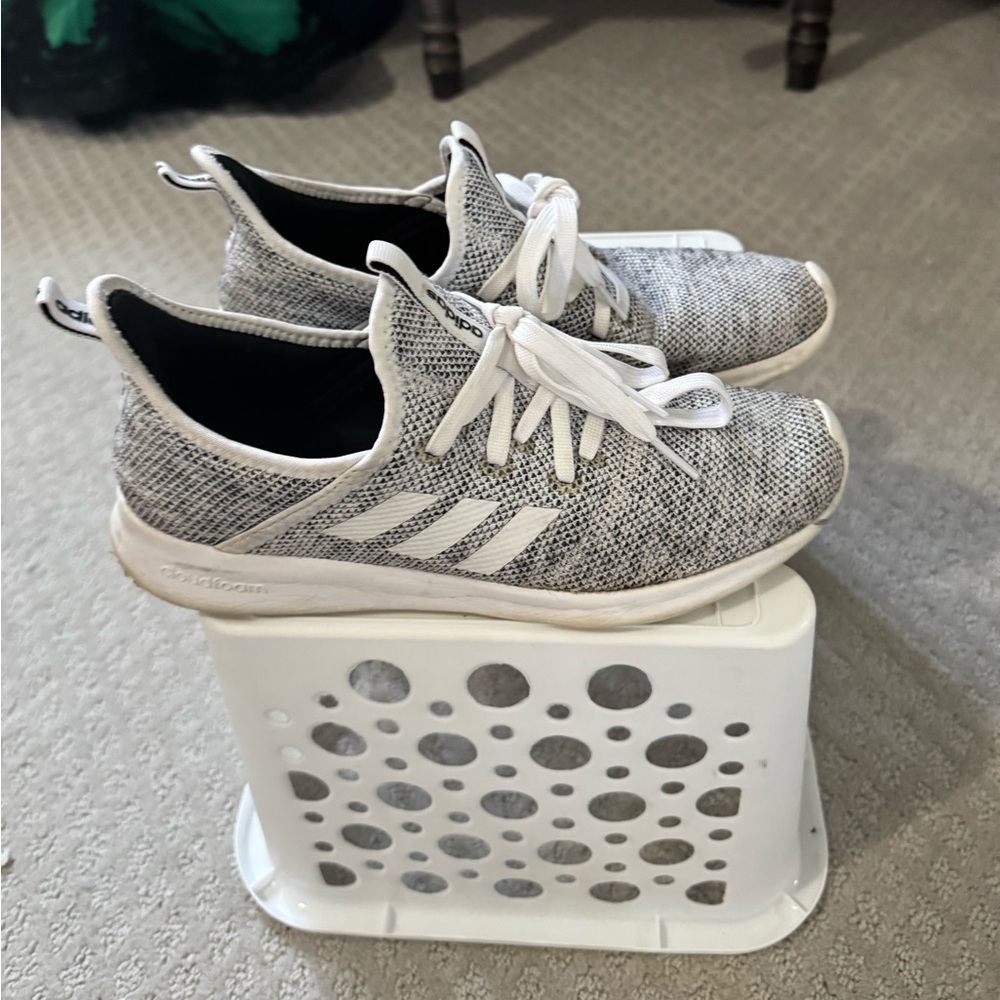 Adidas Knit Gray and White Running Shoes